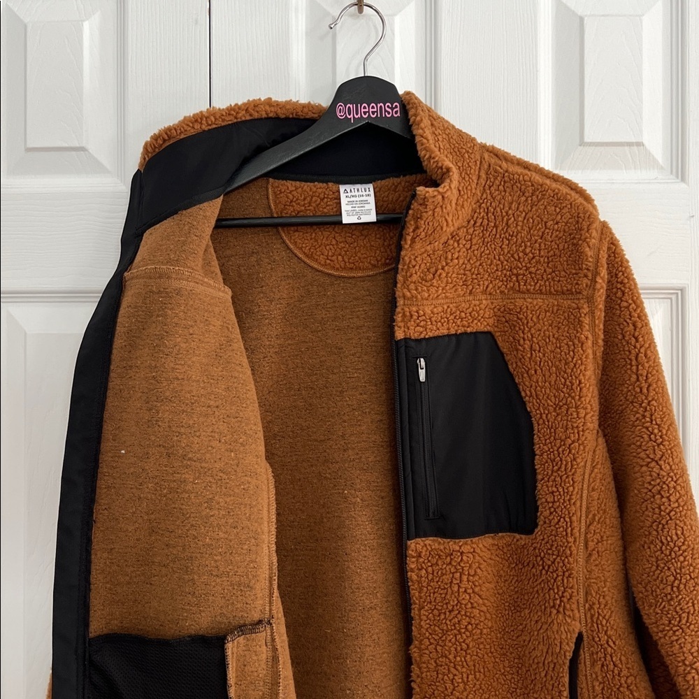 Athlux Cozy Sherpa Fleece Full-Zip Jacket with Black Accents Rust Size XL - Picture 6 of 8